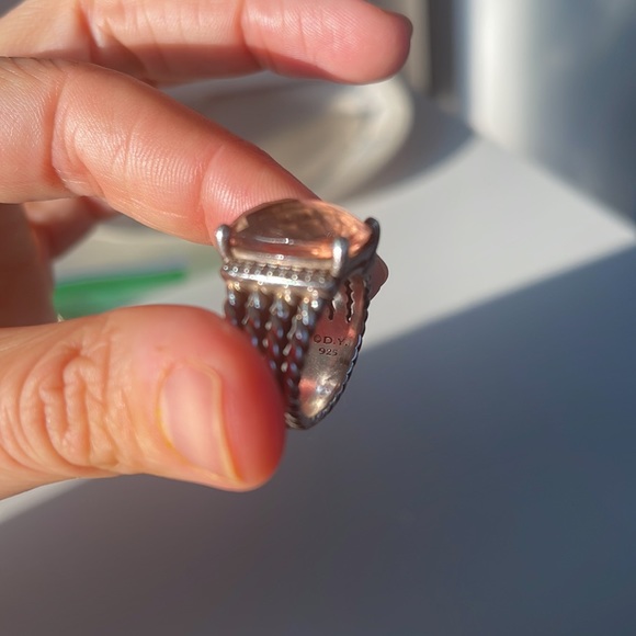 David Yurman Wheaton® Ring in Sterling Silver, Morganite & Pavé Diamonds - Picture 4 of 10